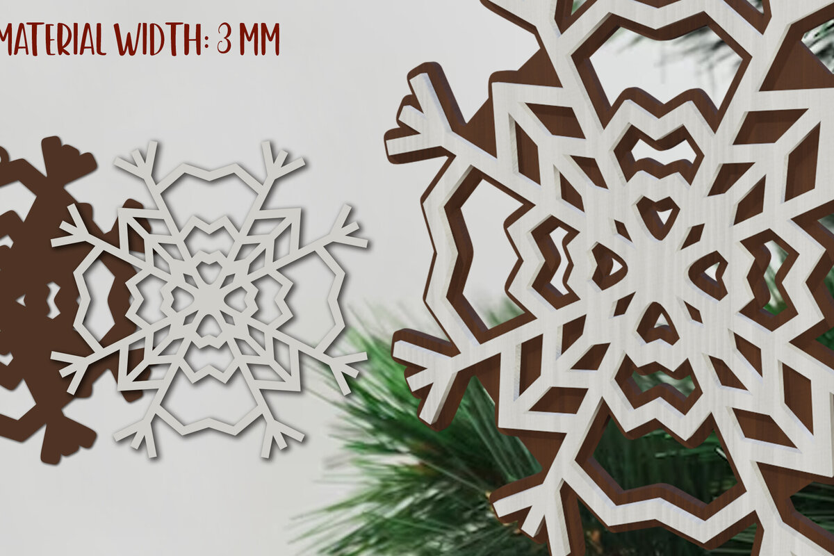 Intra απο ξύλο plywood 3mm-4mm πάχος – Νιφάδα χιονιού. Χριστουγεννιάτικα μοτίβα κοπής με λέιζερ Δίασταση  20x20 cm INTRAFABR-80866901