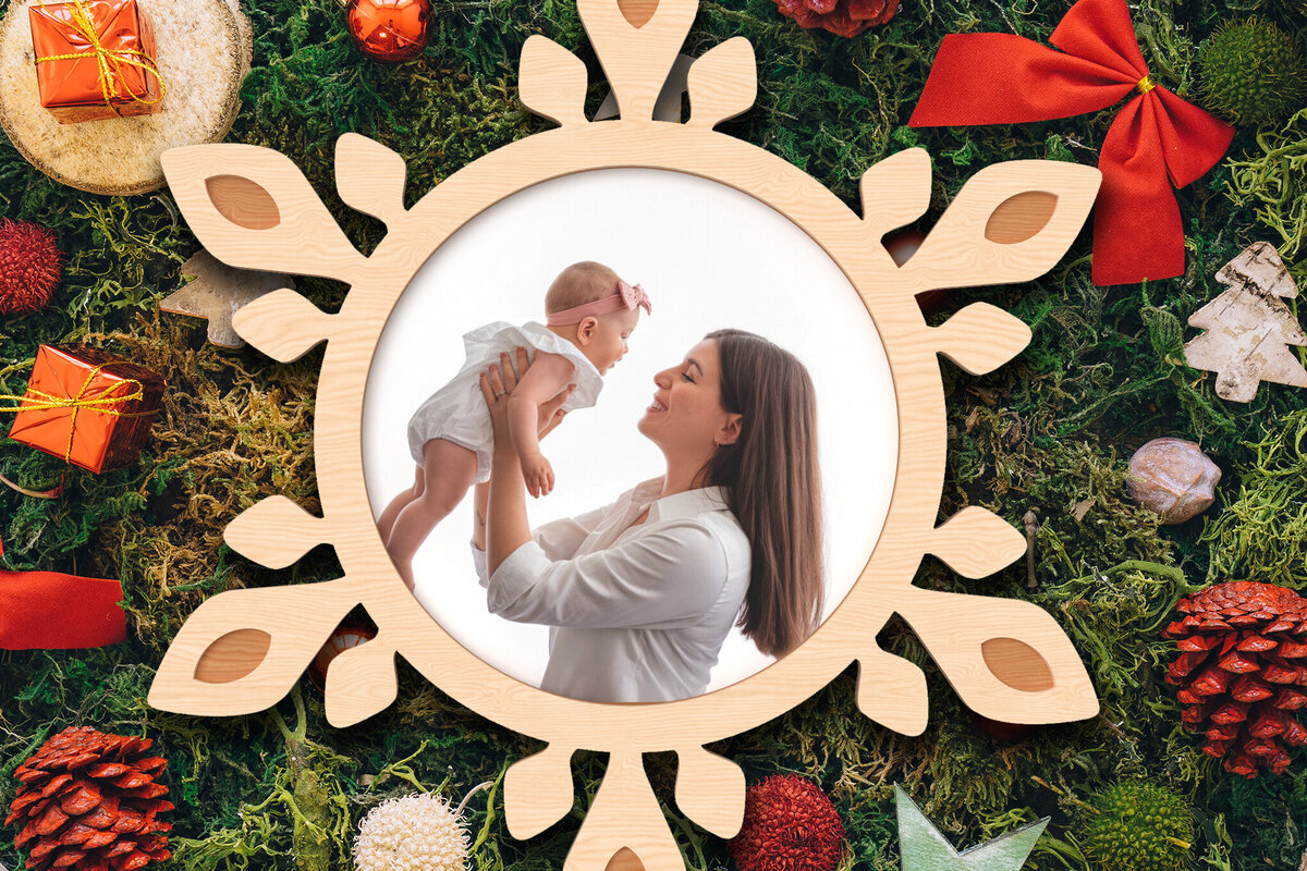 Intra απο ξύλο plywood 3mm-4mm πάχος – Χριστουγεννιάτικη φωτογραφία νιφάδα χιονιού στολίδι Δίασταση  20x20 cm INTRAFABR-107386075