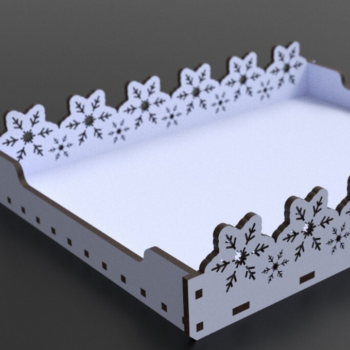 Intra απο ξύλο plywood 3mm-4mm πάχος – Χριστουγεννιάτικος δίσκος σερβιρίσματος νιφάδας χιονιού, λέιζερ Δίασταση 20x20 cm INTRAFABR-80986265 - Image 3