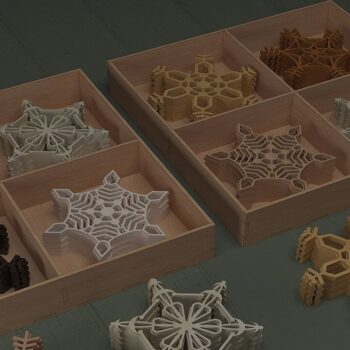 Intra απο ξύλο plywood 3mm-4mm πάχος – Snowflake Coaster Set Divided Laser Box Δίασταση 20x20 cm INTRAFABR-44664437 - Image 2