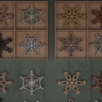 Intra απο ξύλο plywood 3mm-4mm πάχος – Snowflake Coaster Set Divided Laser Box Δίασταση 20x20 cm INTRAFABR-44664437 - Image 3