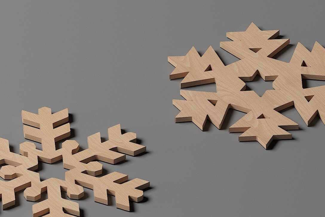 Intra απο ξύλο plywood 3mm-4mm πάχος – Σετ σουβέρ Snowflake / Xmas Laser Decor Δίασταση  20x20 cm INTRAFABR-44666265