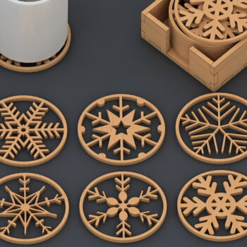 Intra απο ξύλο plywood 3mm-4mm πάχος – Snowflake Coasters Bundle and Box 108 Δίασταση  20x20 cm INTRAFABR-60959408 - Image 1