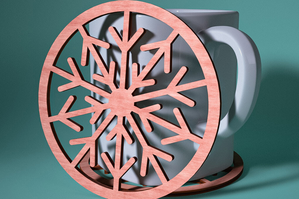 Intra απο ξύλο plywood 3mm-4mm πάχος – Σουβέρ Snowflake Δίασταση  20x20 cm INTRAFABR-76525290