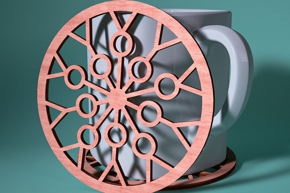 Intra απο ξύλο plywood 3mm-4mm πάχος – Σουβέρ Snowflake Δίασταση  20x20 cm INTRAFABR-76525404