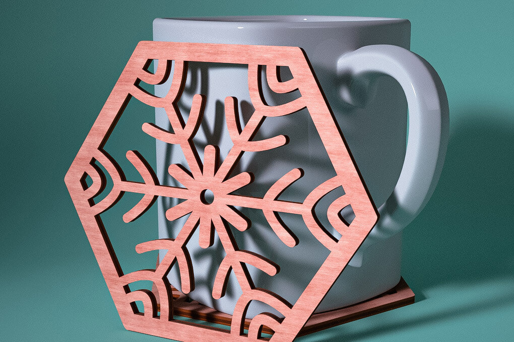 Intra απο ξύλο plywood 3mm-4mm πάχος – Σουβέρ Snowflake Δίασταση  20x20 cm INTRAFABR-76525490