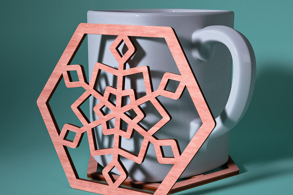 Intra απο ξύλο plywood 3mm-4mm πάχος – Σουβέρ Snowflake Δίασταση  20x20 cm INTRAFABR-76525652