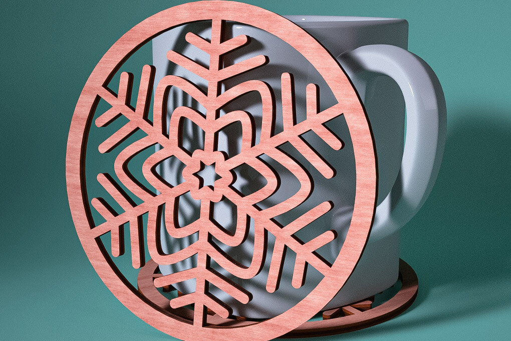 Intra απο ξύλο plywood 3mm-4mm πάχος – Σουβέρ Snowflake Δίασταση  20x20 cm INTRAFABR-76525665