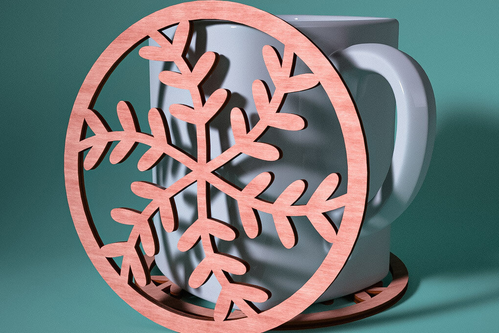 Intra απο ξύλο plywood 3mm-4mm πάχος – Σουβέρ Snowflake Δίασταση  20x20 cm INTRAFABR-76525686