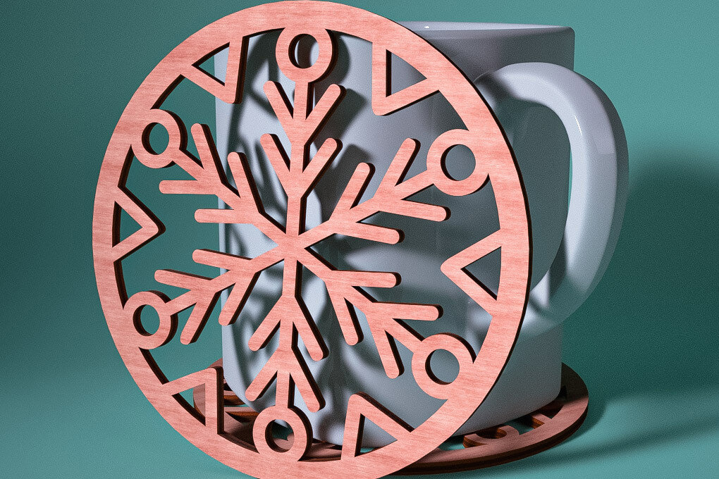 Intra απο ξύλο plywood 3mm-4mm πάχος – Σουβέρ Snowflake Δίασταση  20x20 cm INTRAFABR-76525727