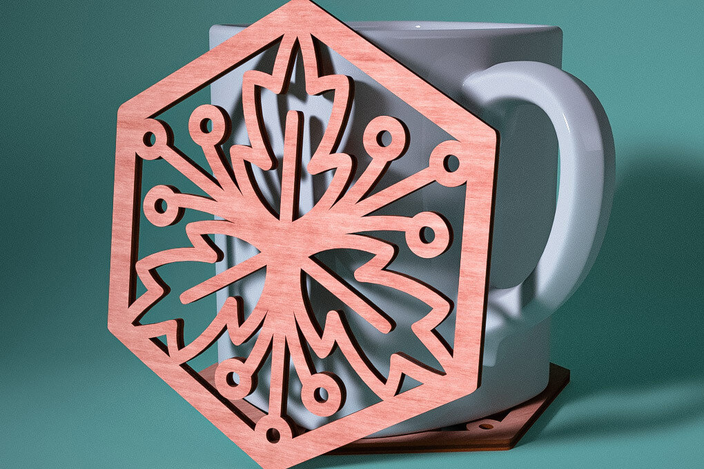 Intra απο ξύλο plywood 3mm-4mm πάχος – Σουβέρ Snowflake Δίασταση  20x20 cm INTRAFABR-76525742