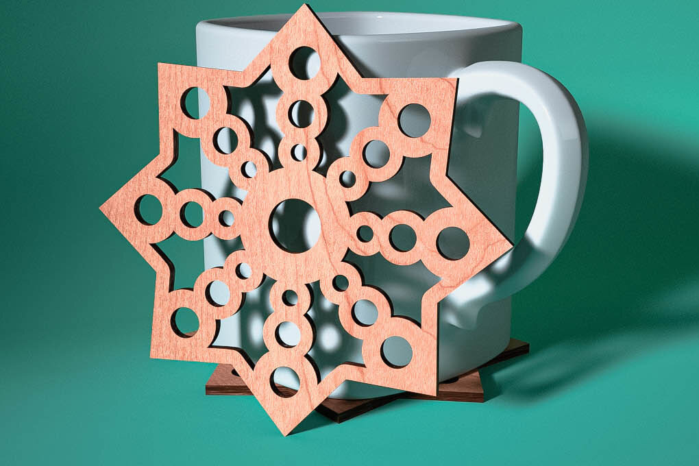 Intra απο ξύλο plywood 3mm-4mm πάχος – Σουβέρ με νιφάδα χιονιού με λέιζερ | Χριστούγεννα Δίασταση  20x20 cm INTRAFABR-75100977