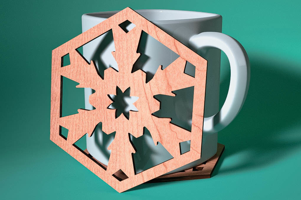 Intra απο ξύλο plywood 3mm-4mm πάχος – Σουβέρ με νιφάδα χιονιού με λέιζερ | Χριστούγεννα Δίασταση  20x20 cm INTRAFABR-75100987