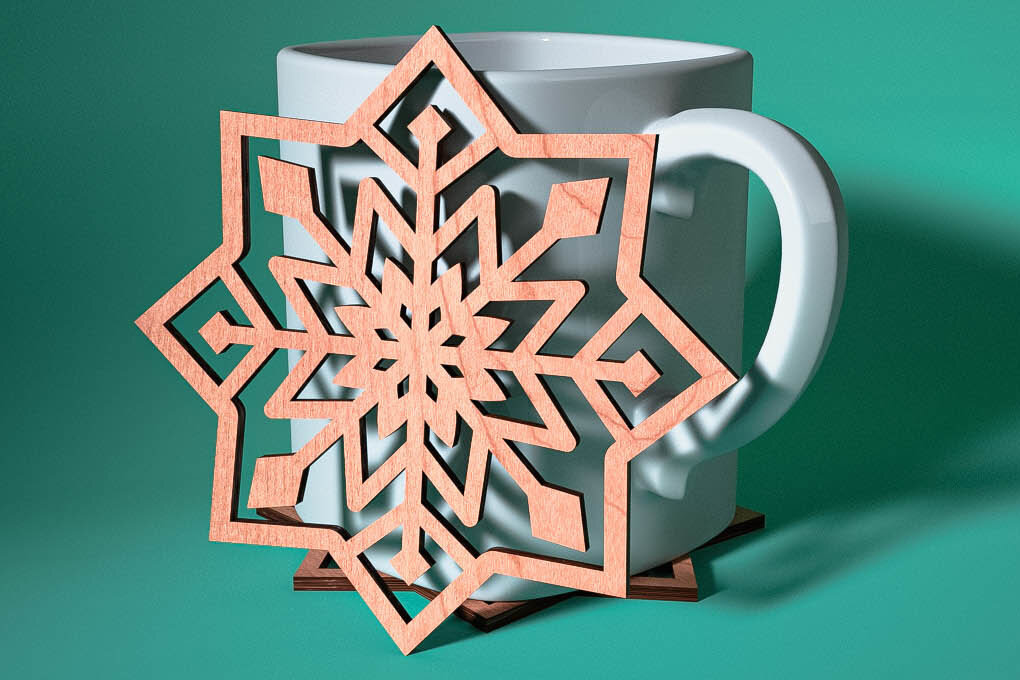 Intra απο ξύλο plywood 3mm-4mm πάχος – Σουβέρ με νιφάδα χιονιού με λέιζερ | Χριστούγεννα Δίασταση  20x20 cm INTRAFABR-75101078