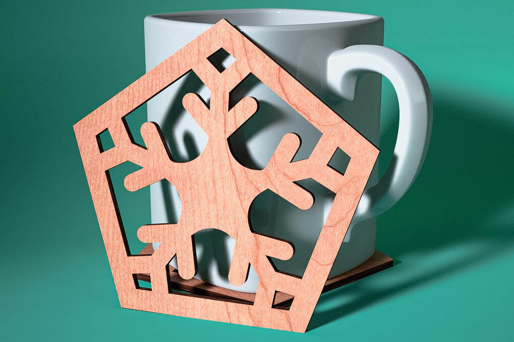 Intra απο ξύλο plywood 3mm-4mm πάχος – Σουβέρ με νιφάδα χιονιού με λέιζερ | Χριστούγεννα Δίασταση  20x20 cm INTRAFABR-75100874