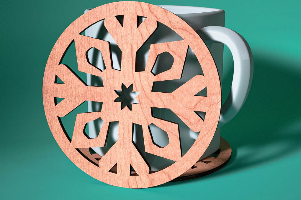 Intra απο ξύλο plywood 3mm-4mm πάχος – Σουβέρ με νιφάδα χιονιού με λέιζερ | Χριστούγεννα Δίασταση  20x20 cm INTRAFABR-75100893