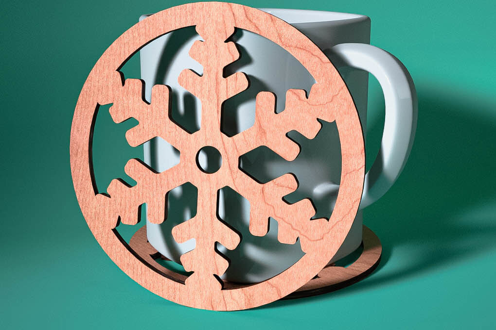 Intra απο ξύλο plywood 3mm-4mm πάχος – Σουβέρ με νιφάδα χιονιού με λέιζερ | Χριστούγεννα Δίασταση  20x20 cm INTRAFABR-75100913