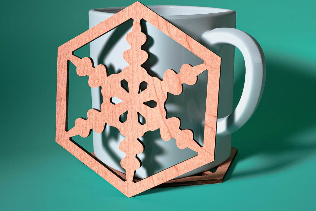 Intra απο ξύλο plywood 3mm-4mm πάχος – Σουβέρ με νιφάδα χιονιού με λέιζερ | Χριστούγεννα Δίασταση  20x20 cm INTRAFABR-75100949