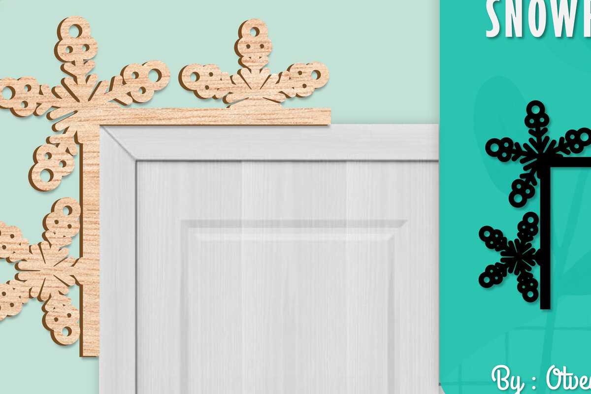 Intra απο ξύλο plywood 3mm-4mm πάχος – Γωνιακή πόρτα με νιφάδα χιονιού Δίασταση  20x20 cm INTRAFABR-109740279