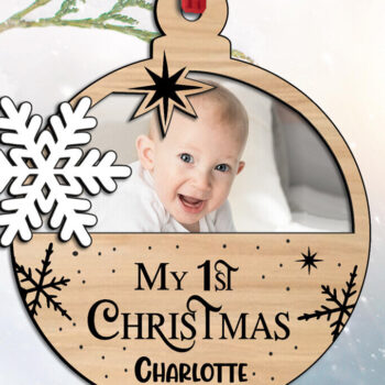 Intra απο ξύλο plywood 3mm-4mm πάχος – Snowflake Cute πρώτο μου μωρό Χριστουγέννων Δίασταση 20x20 cm INTRAFABR-108449517 - Image 1