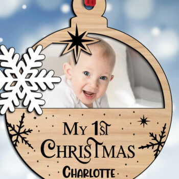 Intra απο ξύλο plywood 3mm-4mm πάχος – Snowflake Cute πρώτο μου μωρό Χριστουγέννων Δίασταση 20x20 cm INTRAFABR-108449517 - Image 2