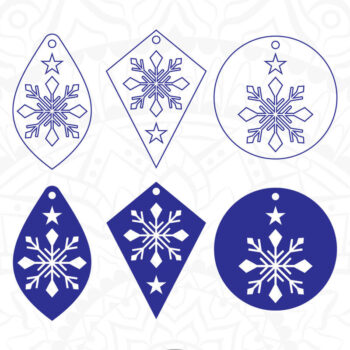 Intra απο ξύλο plywood 3mm-4mm πάχος – Σκουλαρίκι με νιφάδες χιονιού Δίασταση  5x5 cm INTRAFABR-9496303 - Image 4