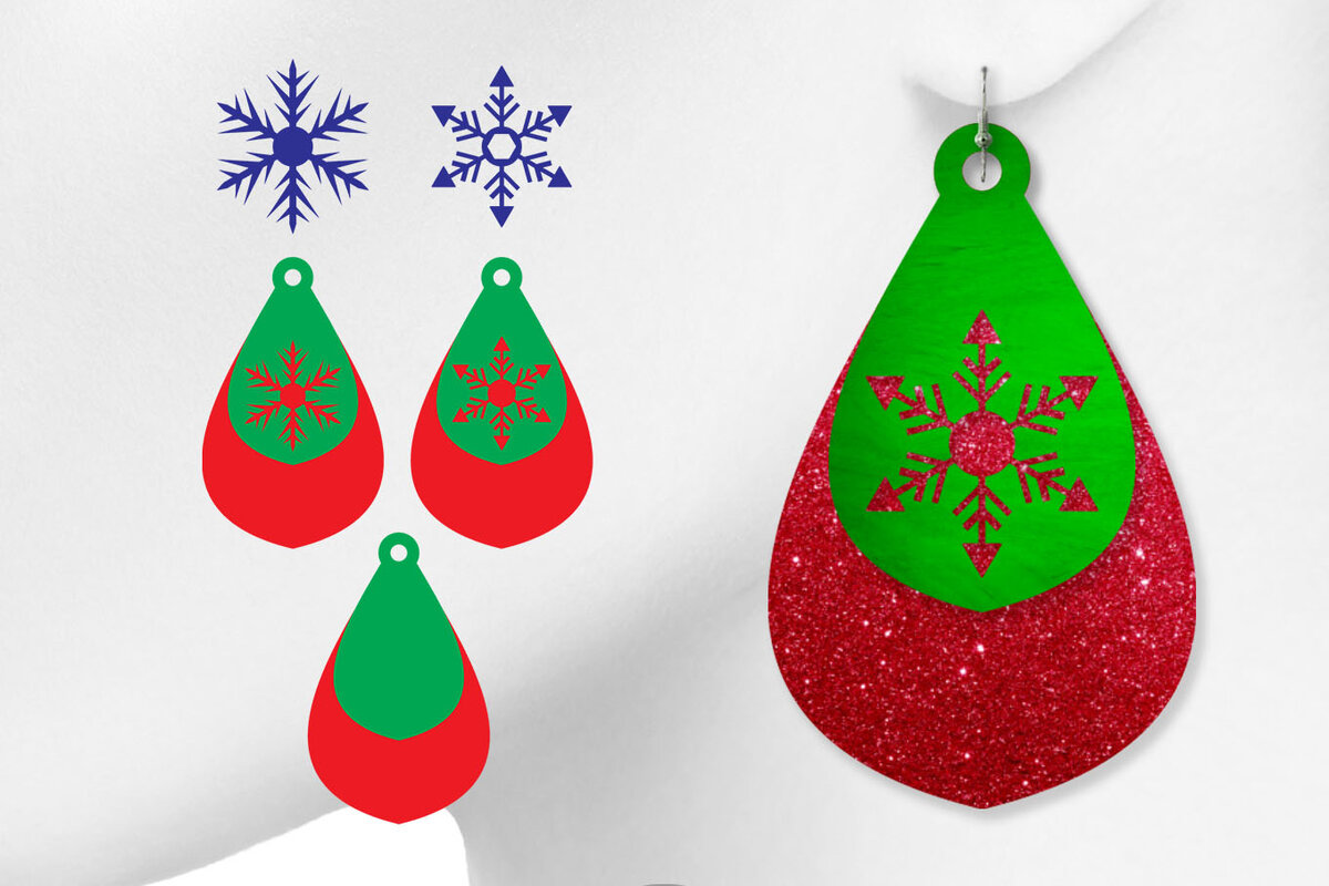 Intra απο ξύλο plywood 3mm-4mm πάχος – Σκουλαρίκι νιφάδα χιονιού, χριστουγεννιάτικο σκουλαρίκι Δίασταση  5x5 cm INTRAFABR-9122710