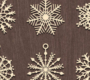 Intra απο ξύλο plywood 3mm-4mm πάχος – Σκουλαρίκι Snowflake Design Δίασταση  5x5 cm INTRAFABR-72981846