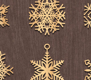 Intra απο ξύλο plywood 3mm-4mm πάχος – Σκουλαρίκι Snowflake Design Δίασταση  5x5 cm INTRAFABR-72981794