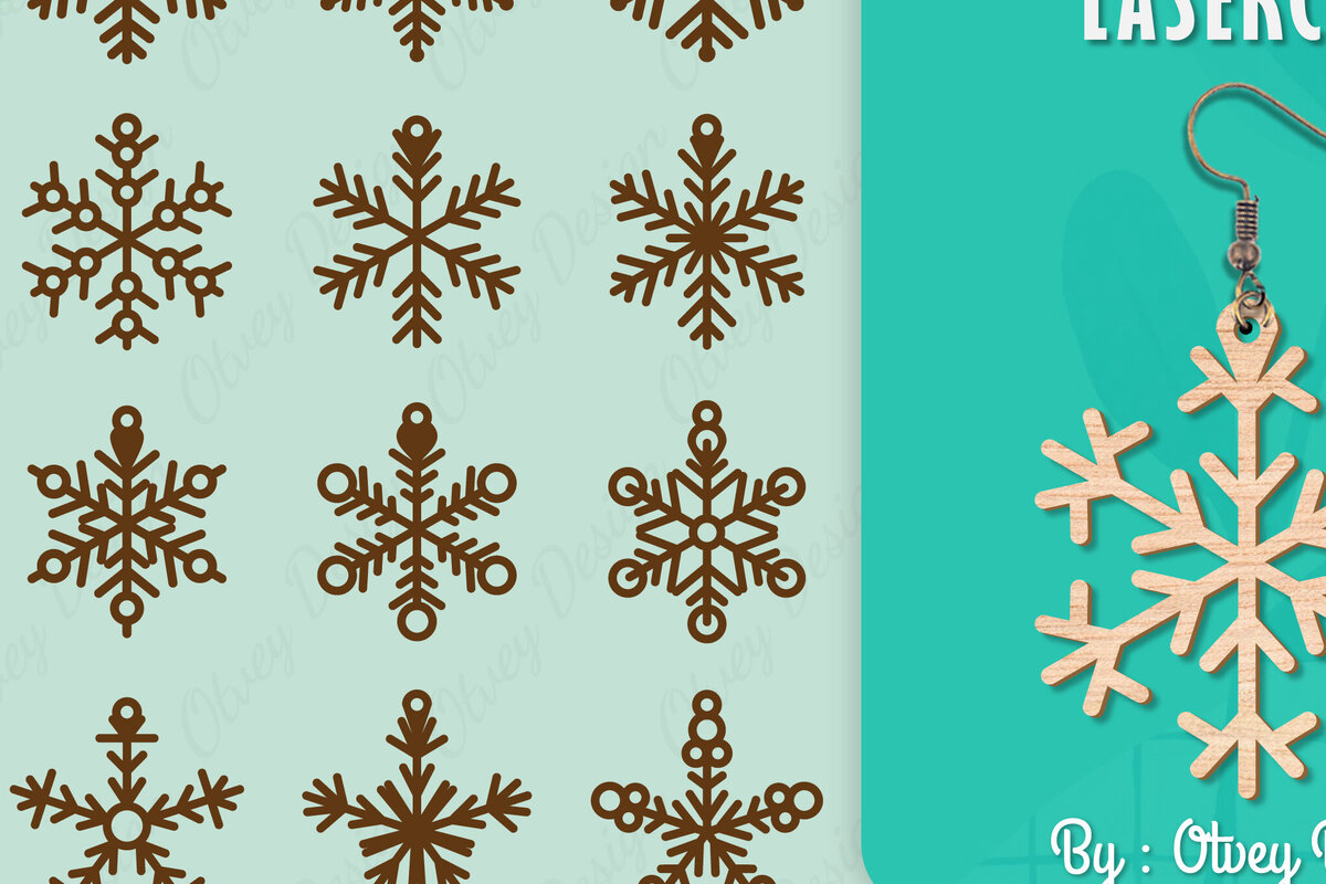 Intra απο ξύλο plywood 3mm-4mm πάχος – Σκουλαρίκια χιονιού Δίασταση  5x5 cm INTRAFABR-109159137