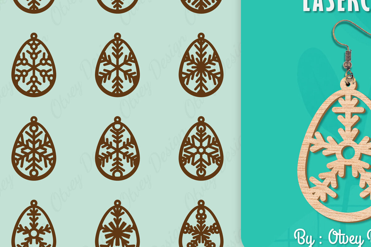 Intra απο ξύλο plywood 3mm-4mm πάχος – Σκουλαρίκια χιονιού Δίασταση  5x5 cm INTRAFABR-109159141