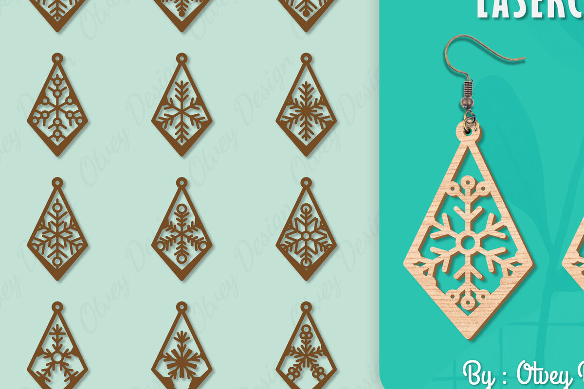 Intra απο ξύλο plywood 3mm-4mm πάχος – Σκουλαρίκια χιονιού Δίασταση  5x5 cm INTRAFABR-109159143