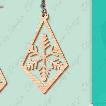 Intra απο ξύλο plywood 3mm-4mm πάχος – Σκουλαρίκια χιονιού Δίασταση  5x5 cm INTRAFABR-109159143 - Image 4