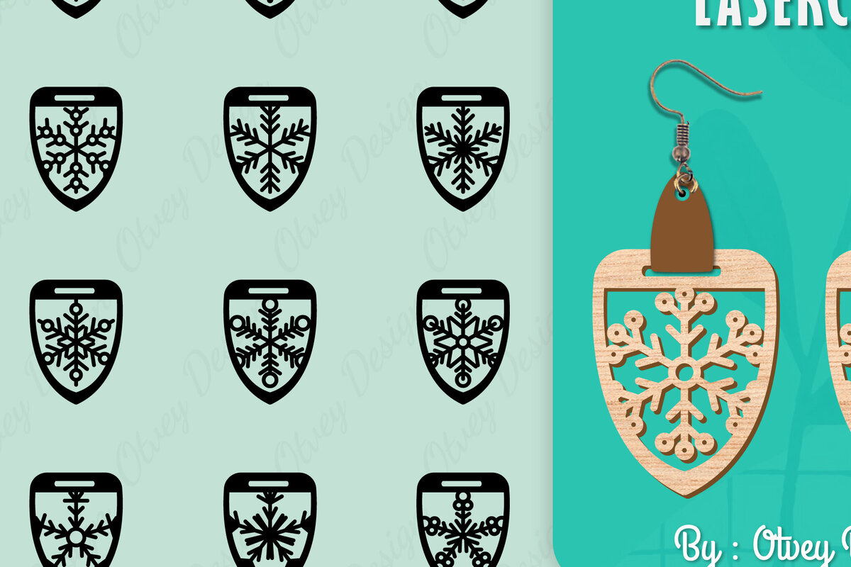 Intra απο ξύλο plywood 3mm-4mm πάχος – Σκουλαρίκια χιονιού Δίασταση  5x5 cm INTRAFABR-109159160