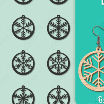 Intra απο ξύλο plywood 3mm-4mm πάχος – Σκουλαρίκια χιονιού Δίασταση  5x5 cm INTRAFABR-109159151 - Image 1