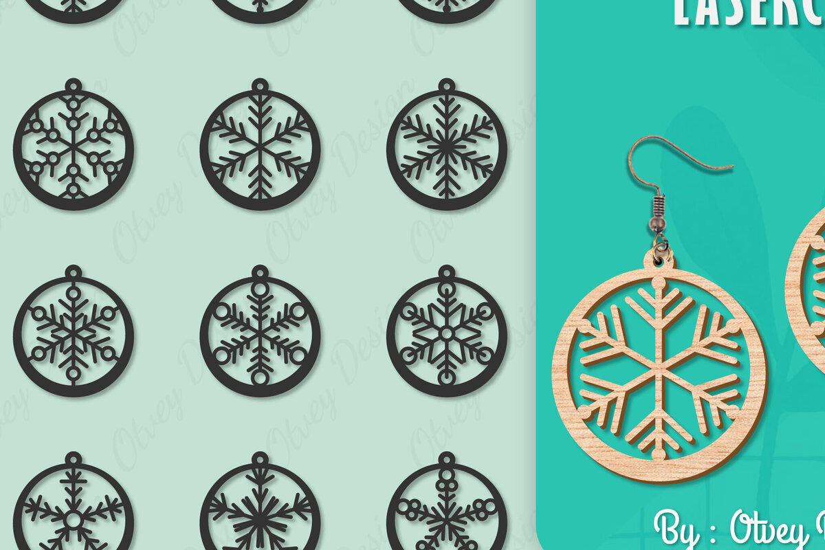 Intra απο ξύλο plywood 3mm-4mm πάχος – Σκουλαρίκια χιονιού Δίασταση  5x5 cm INTRAFABR-109159151