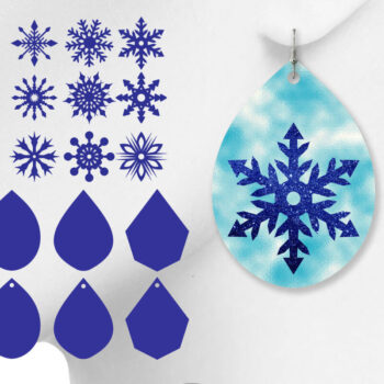 Intra απο ξύλο plywood 3mm-4mm πάχος – Σκουλαρίκι με νιφάδες χιονιού Δίασταση  5x5 cm INTRAFABR-6663392 - Image 1