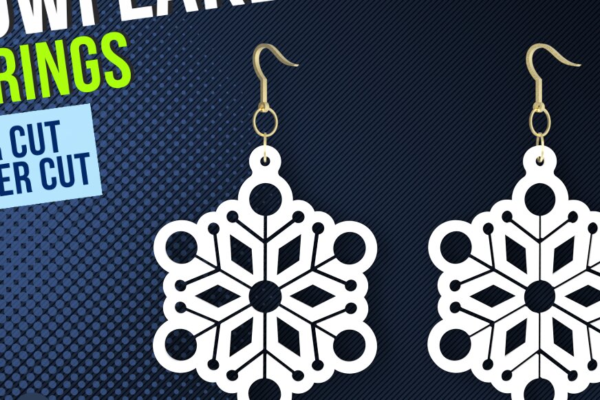 Intra απο ξύλο plywood 3mm-4mm πάχος – Σκουλαρίκια νιφάδα χιονιού | Χριστουγεννιάτικο Laser Δίασταση  5x5 cm INTRAFABR-85257193