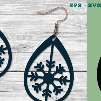 Intra απο ξύλο plywood 3mm-4mm πάχος – Σκουλαρίκια Snowflake Design 1 Δίασταση 5x5 cm INTRAFABR-111319757 - Image 1