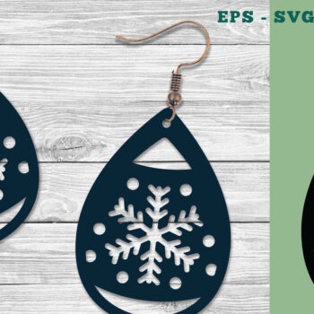 Intra απο ξύλο plywood 3mm-4mm πάχος – Σκουλαρίκια Snowflake Design 3 Δίασταση 5x5 cm INTRAFABR-111319940 - Image 1