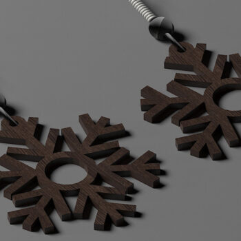 Intra απο ξύλο plywood 3mm-4mm πάχος – Σετ Κοσμήματα με Σκουλαρίκια Χιονιού 285 Δίασταση  5x5 cm INTRAFABR-53988658 - Image 1