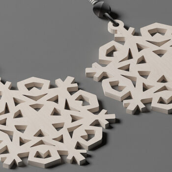 Intra απο ξύλο plywood 3mm-4mm πάχος – Σετ Κοσμήματα με Σκουλαρίκια Χιονιού 285 Δίασταση  5x5 cm INTRAFABR-53988658 - Image 3