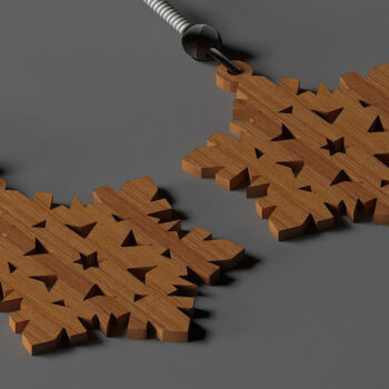 Intra απο ξύλο plywood 3mm-4mm πάχος – Σετ Κοσμήματα με Σκουλαρίκια Χιονιού 285 Δίασταση  5x5 cm INTRAFABR-53988658 - Image 4