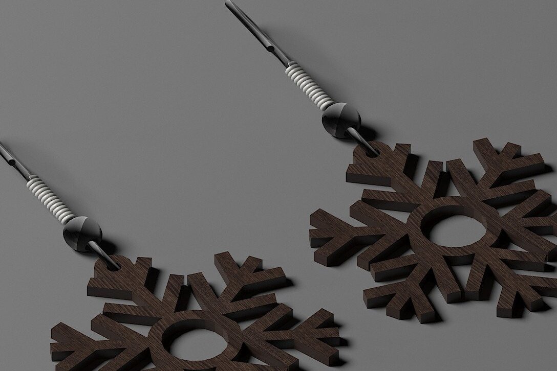 Intra απο ξύλο plywood 3mm-4mm πάχος – Snowflake Earrings Σετ κοσμημάτων Glowforge Δίασταση  5x5 cm INTRAFABR-44664251