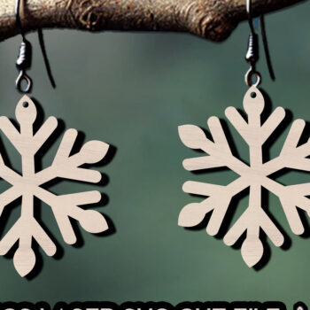 Intra απο ξύλο plywood 3mm-4mm πάχος – Snowflake Earrings Laser Δίασταση  5x5 cm INTRAFABR-110074203 - Image 1