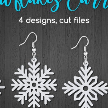 Intra απο ξύλο plywood 3mm-4mm πάχος – Snowflake Earrings Δίασταση 5x5 cm INTRAFABR-109042082 - Image 1