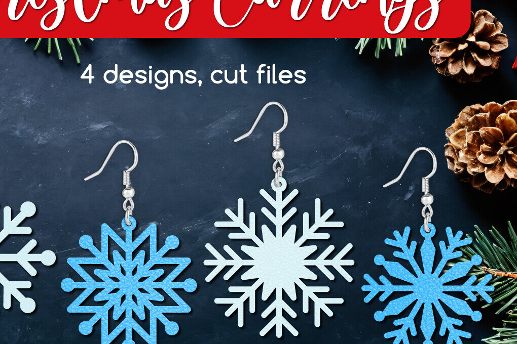 Intra απο ξύλο plywood 3mm-4mm πάχος – Σκουλαρίκια Snowflake, Χειμερινά κοσμήματα Δίασταση  5x5 cm INTRAFABR-110929674