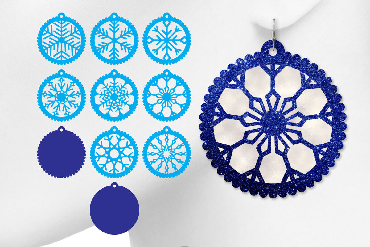 Intra απο ξύλο plywood 3mm-4mm πάχος – Σκουλαρίκια νιφάδα χιονιού Δίασταση  5x5 cm INTRAFABR-6695258