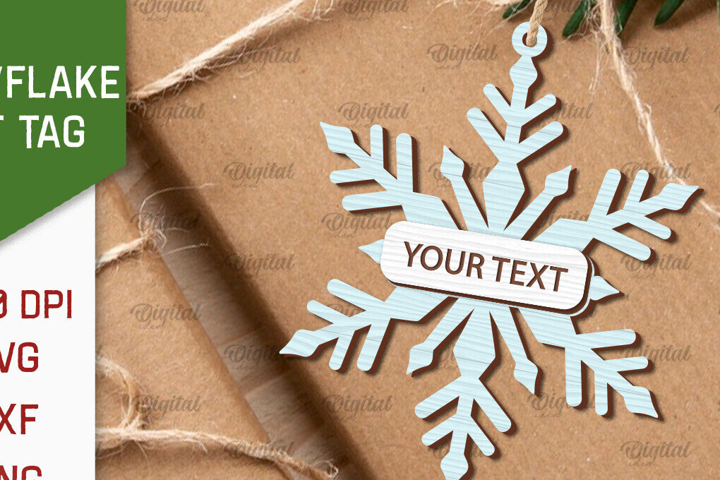 Intra απο ξύλο plywood 3mm-4mm πάχος –  κοπής με λέιζερ ετικέτας δώρου νιφάδα χιονιού Δίασταση  20x20 cm INTRAFABR-101682084