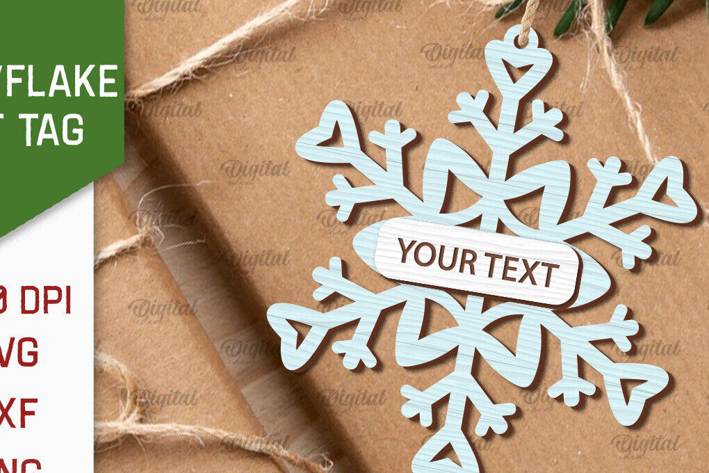 Intra απο ξύλο plywood 3mm-4mm πάχος –  κοπής με λέιζερ ετικέτας δώρου νιφάδα χιονιού Δίασταση  20x20 cm INTRAFABR-101682159